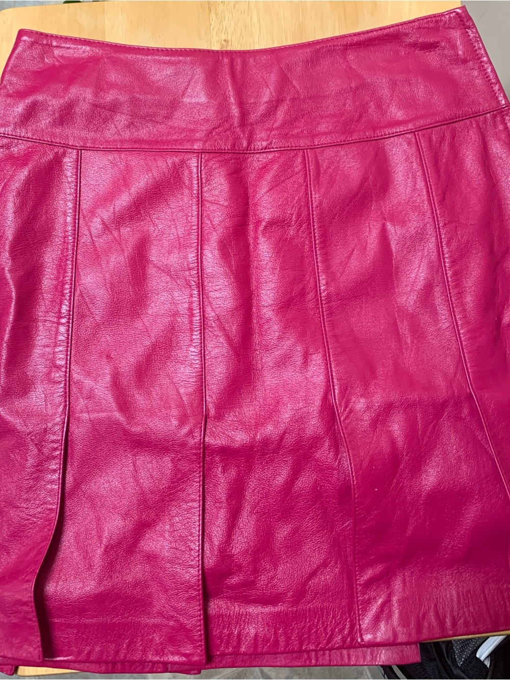 Danier Fuchsia Leather Paneled A-Line Skirt